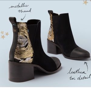 🏵🖤NEW Toms Esme Booties Black Gold Silver 8.5🏵